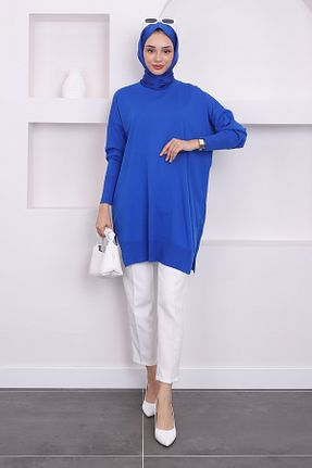 تونیک حجاب سرمه ای زنانه مخلوط پلی استر İmajButik - کد 857927321