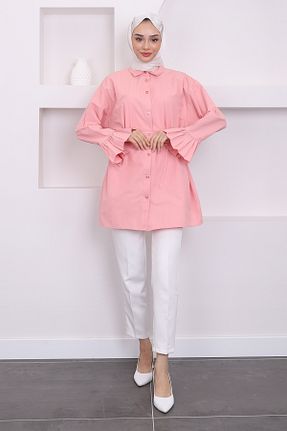 تونیک حجاب صورتی زنانه مخلوط پلی استر İmajButik - کد 852569470
