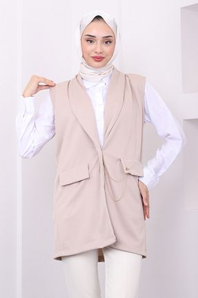 جلیقه حجاب بژ زنانه رگولار İmajButik - کد 844296103