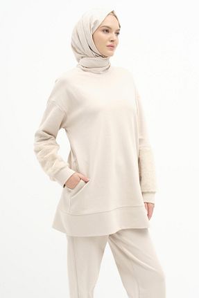 ست بالاتنه و پائین تنه حجاب بژ زنانه رگولار Tuğba - کد 872959212