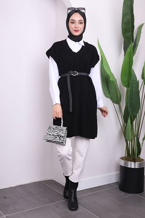 سوئیتر حجاب مشکی زنانه اورسایز İmajButik - کد 865790438