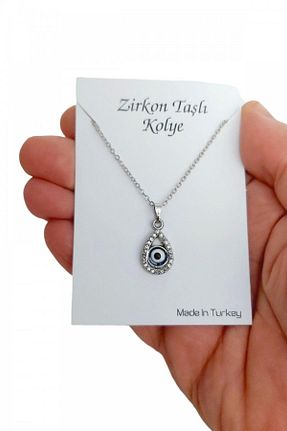گردنبند نقره طوسی زنانه 925 عیار zirkon - کد 872938275