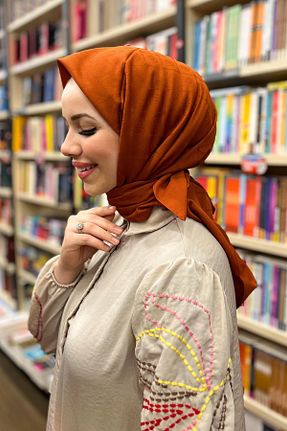 روسری نارنجی پنبه پلی استر Aker - کد 872954387