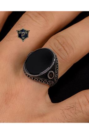 انگشتر نقره مشکی مردانه زیرکن Prestige - کد 415045743