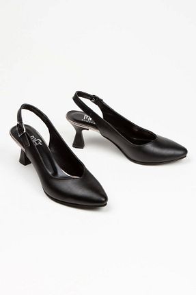 کفش پاشنه بلند کلاسیک مشکی زنانه چرم مصنوعی MFT AYAKKABI - کد 660074847
