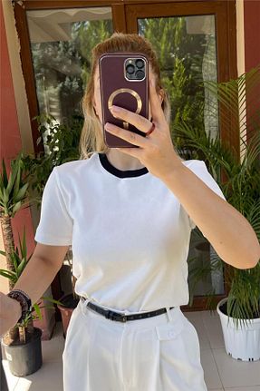 تیشرت سفید زنانه رگولار Butik - کد 860609267