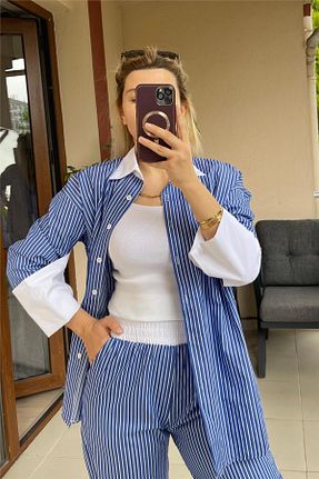 ست بالاتنه و پائین تنه آبی زنانه تریکو Butik - کد 860608935