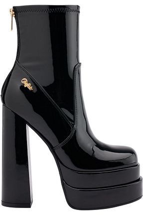 بوت / نیم بوت مشکی زنانه چرم لاکی Buffalo - کد 873081769