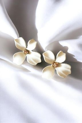 گوشواره جواهر سفید فلزی PETEK AKSESUAR - کد 34245465