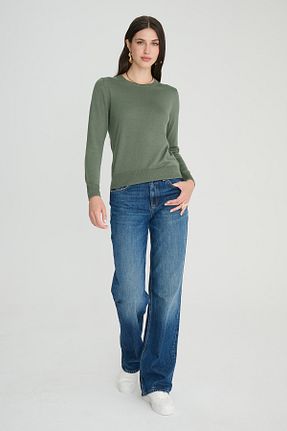 پلیور خاکی زنانه ساده The Fabrics - کد 873103326