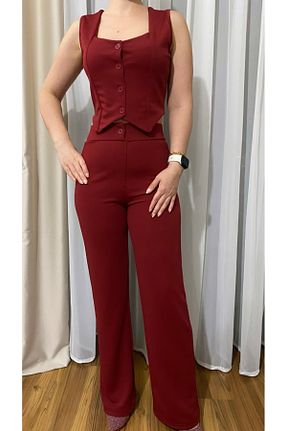 ست بالاتنه و پائین تنه زرشکی زنانه بافت Selital - کد 868732606