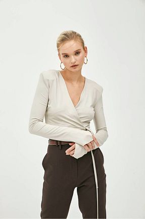 بلوز بژ زنانه ساده Pilea - کد 873096857