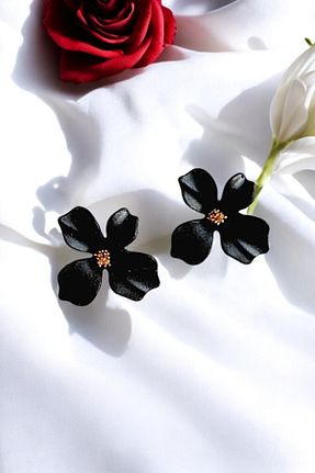 گوشواره جواهر مشکی فلزی PETEK AKSESUAR - کد 43675590