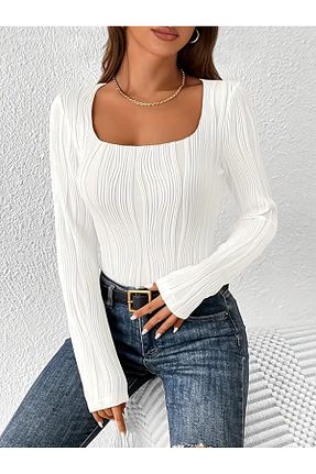 بلوز سفید زنانه Bodycon Wild Flower - کد 873147037
