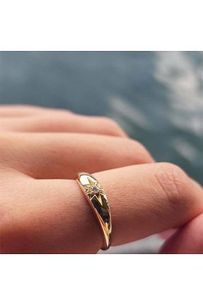انگشتر نقره زرد زنانه زیرکن FasekGold - کد 318303137