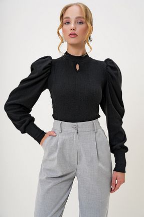بلوز مشکی زنانه ساده Trend Alaçatı Stili - کد 868656155