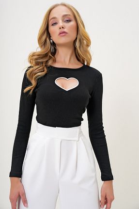 بلوز مشکی زنانه Kalp Trend Alaçatı Stili - کد 241134399