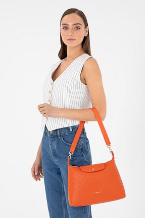 کیف دوشی نارنجی زنانه چرم مصنوعی Pierre Cardin - کد 863674035