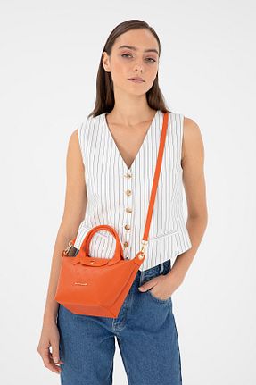 کیف دوشی نارنجی زنانه چرم مصنوعی Pierre Cardin - کد 863674636