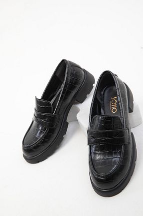 کفش لوفر مشکی زنانه چرم مصنوعی SOHO - کد 870843491