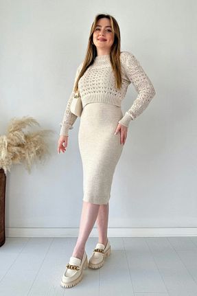 لباس طوسی زنانه بافتنی MaziButik - کد 775780298