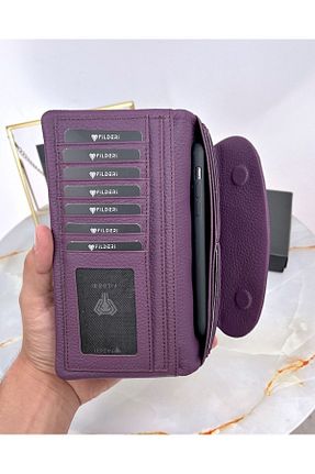کیف پول بنفش زنانه سایز متوسط Fil Deri - کد 871326317