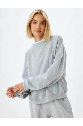 سوئیشرت طوسی زنانه ساده Koton - کد 861542918