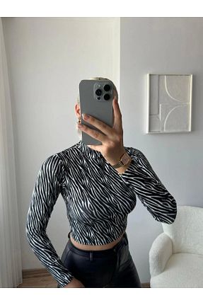 بلوز مشکی زنانه چاپی Zora Butik - کد 871332197