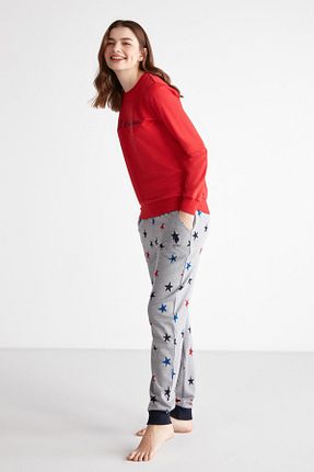 ست لباس راحتی قرمز زنانه چاپی U.S. Polo Assn. - کد 757288495