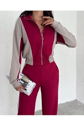 ست بالاتنه و پائین تنه زرشکی زنانه %100 پنبه BengüşButik - کد 871351293