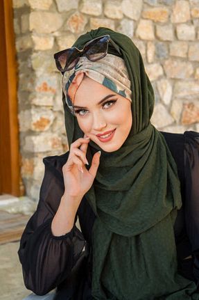شال خاکی زنانه پنبه پلی استر Aişe Tesettür - کد 827149190