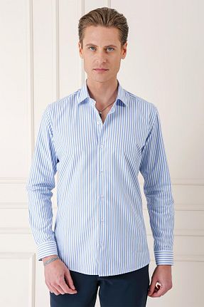 پیراهن آبی مردانه اسلیم فیت Efor - کد 838479158