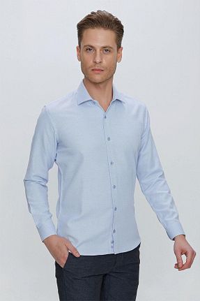 پیراهن آبی مردانه اسلیم فیت Efor - کد 647129413