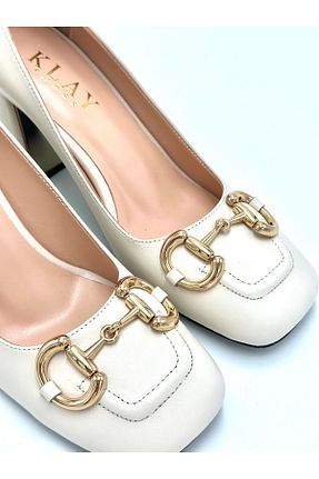 کفش پاشنه بلند کلاسیک بژ زنانه چرم خالص Klay Shoes - کد 871439185