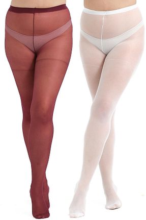 جوراب شلواری سایز بزرگ نباتی زنانه ساده C&CITY - کد 871446785