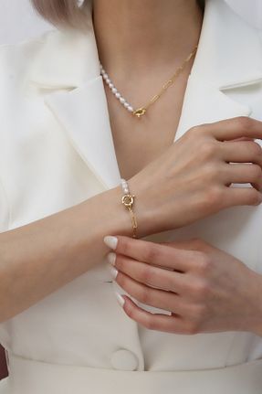 گردنبند مروارید طلائی مروارید فرهنگی Nox Jewelry - کد 841671714