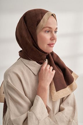 شال قهوه ای زنانه پنبه ای ARMANDA - کد 871498567