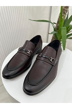کفش کلاسیک زرشکی مردانه چرم خالص Klay Shoes - کد 871121264