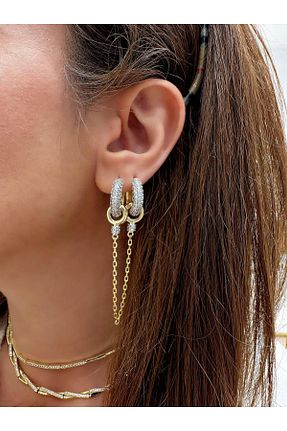 گوشواره جواهر طلائی زیرکن Jerie - کد 871534497