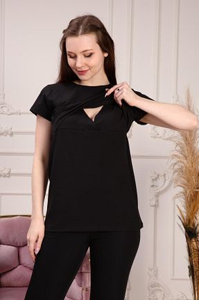 تیشرت بارداری مشکی زنانه پنبه ای LadyMina Pijama - کد 290650094