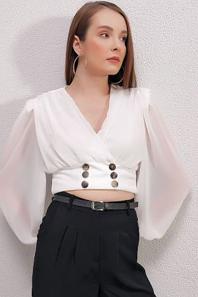 بلوز سفید زنانه ساده Vivika - کد 871542138