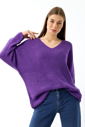 پلیور سایز بزرگ بنفش زنانه سایز بزرگ Devinka - کد 871638071