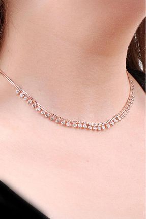 گردنبند نقره صورتی زنانه 925 عیار Sümer Telkari - کد 6968756