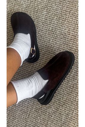 دمپائی قهوه ای زنانه چرم خالص SİBA SHOES - کد 871651039