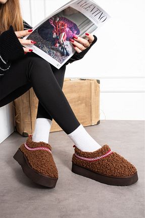 بوت / نیم بوت قهوه ای زنانه پشم Ayakkabıda Tek - کد 791064606