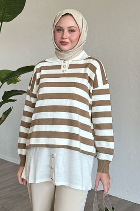 تونیک حجاب قهوه ای زنانه تریکو InStyle - کد 871651885