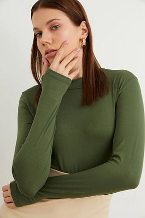 بادی خاکی زنانه یقه نیم ماهیگیر Yefrastore - کد 871648574
