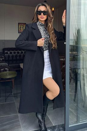 پالتو پشمی مشکی زنانه رگولار GÜLSELİ - کد 871655656