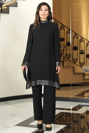 لباس مجلسی حجاب مشکی زنانه یقه دوچرخه Genel Markalar - کد 871660796