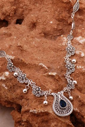 گردنبند نقره سرمه ای زنانه 925 عیار Sümer Telkari - کد 838007426